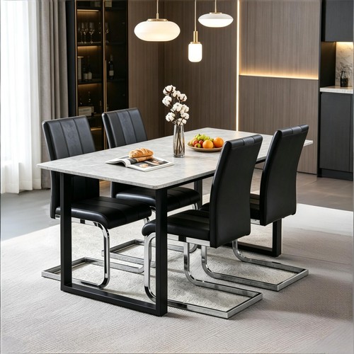 Marble effect dining table and - marble,