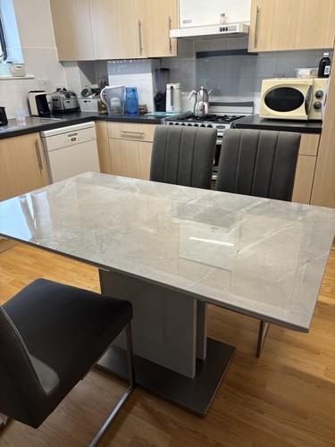 Marble dining table and chairs - dining,