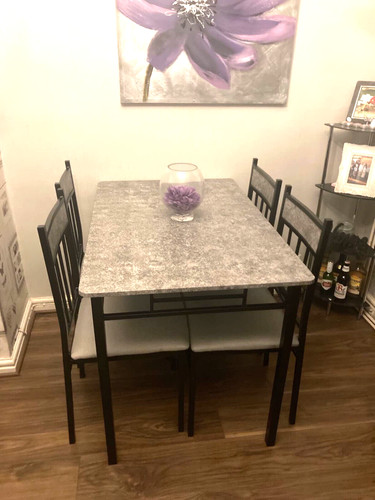 Set grey marble dining - grey,