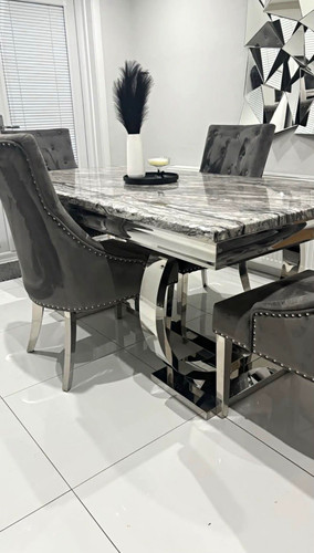 Grey marble rectangular dining - grey,