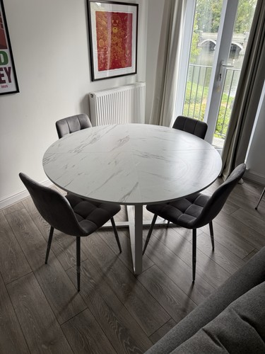 Round marble effect dining - round,
