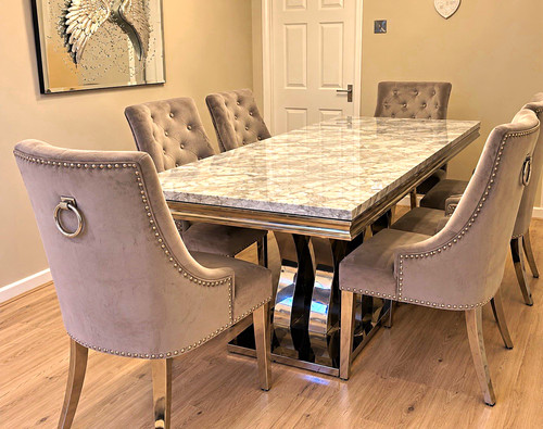 Grey marble effect dining - grey,