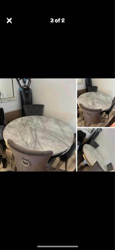 Marble dining table and - table, chairs