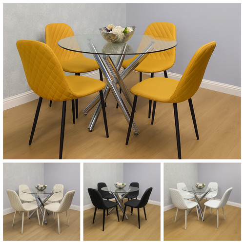 Round glass dining table 4 - glass,