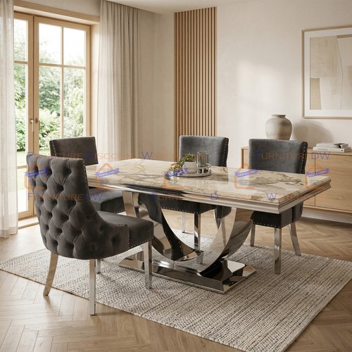 Cream marble dining - 1.8m,
