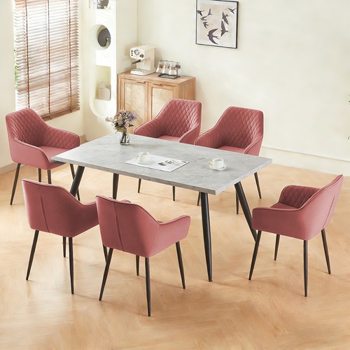 Dining table chairs set marble - table,