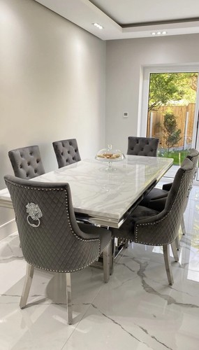 Marble top dining table - with, 6