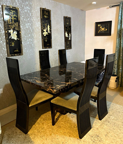 Gloss black faux marble - gloss,