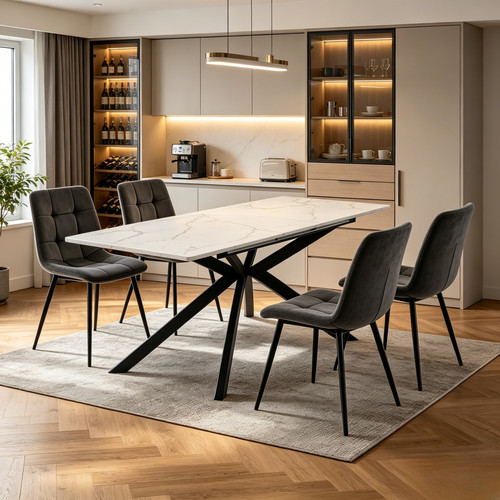 Dining table velvet chairs - table,