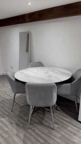 Round gloss marbled - gloss, dining