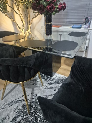 Dining table and chairs - table,