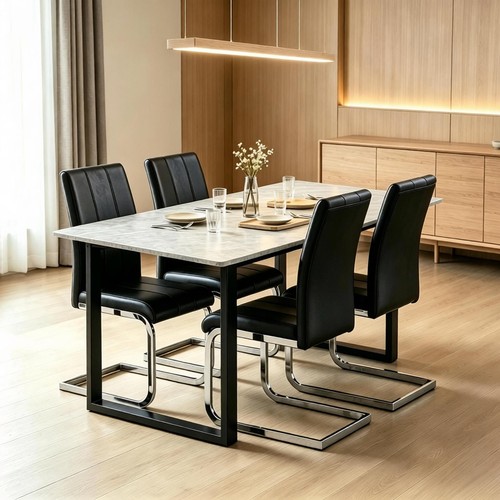 Marble effect wooden - effect, dining