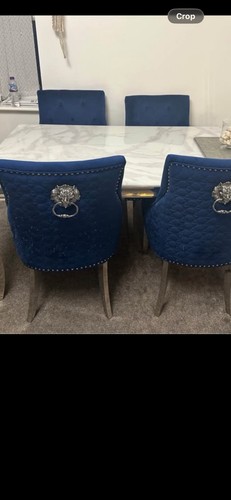 Marble dining table and chairs - table,