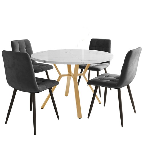 Round dining table and chairs - dining,