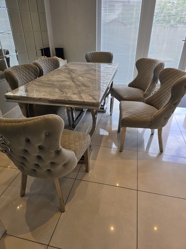 Modern marble effect dining - modern, marble‑effect