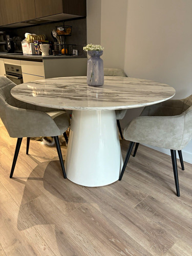 Round marble effect dining - round,