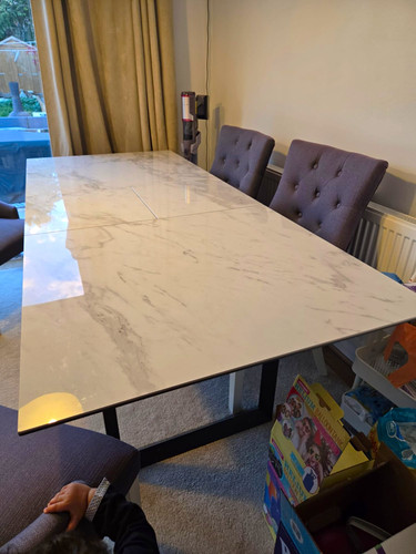 Extendable white marble dining - extendable,