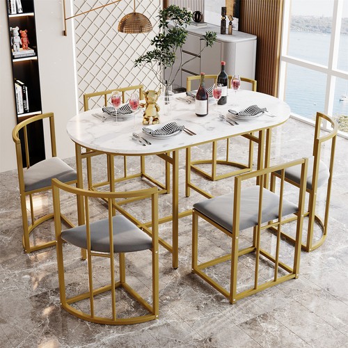 Dining table and chairs - table, 6